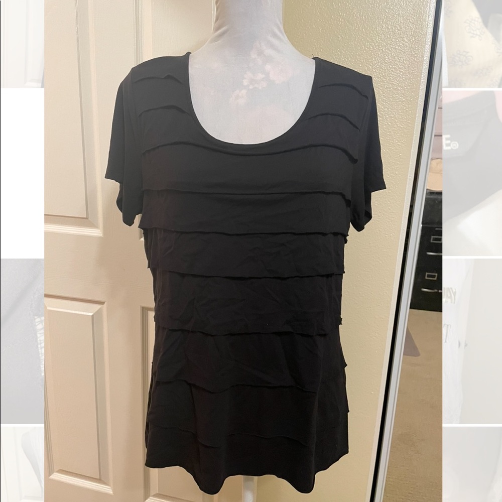 Black womens shirt layered soft Lg